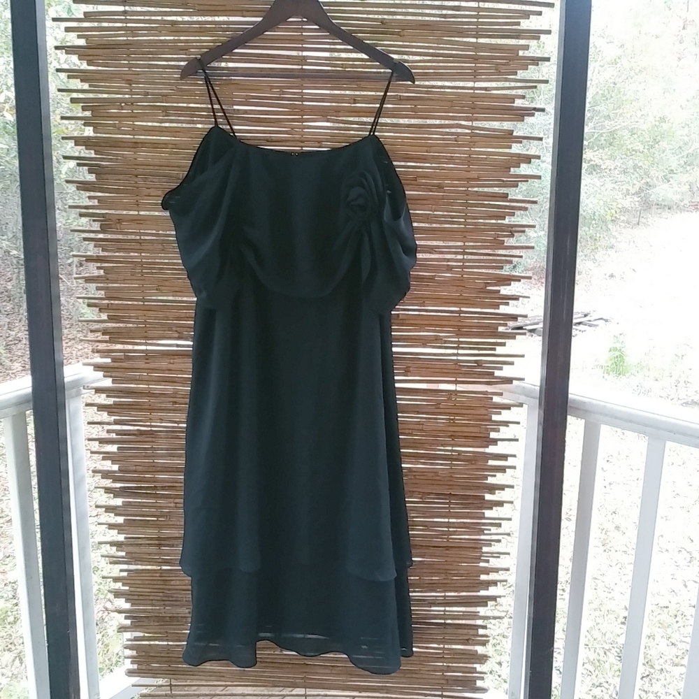 Chez CA 16W Vintage Black Strap Evening Dress Plus